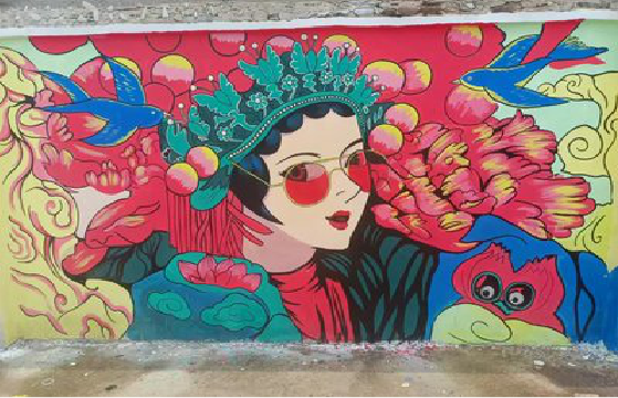 浮梁墙体彩绘-网红墙