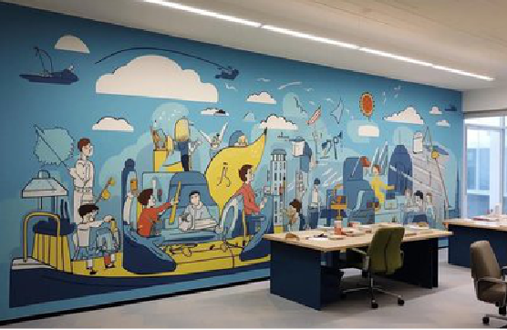 浮梁办公室墙绘的特点。