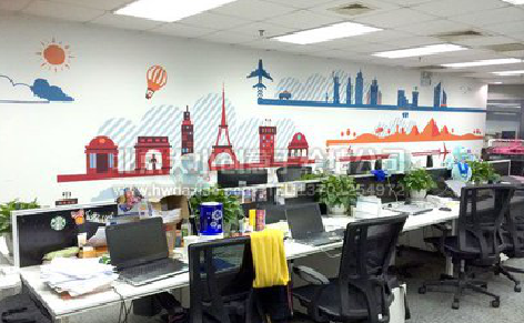 浮梁教你设计办公室墙绘的方法。